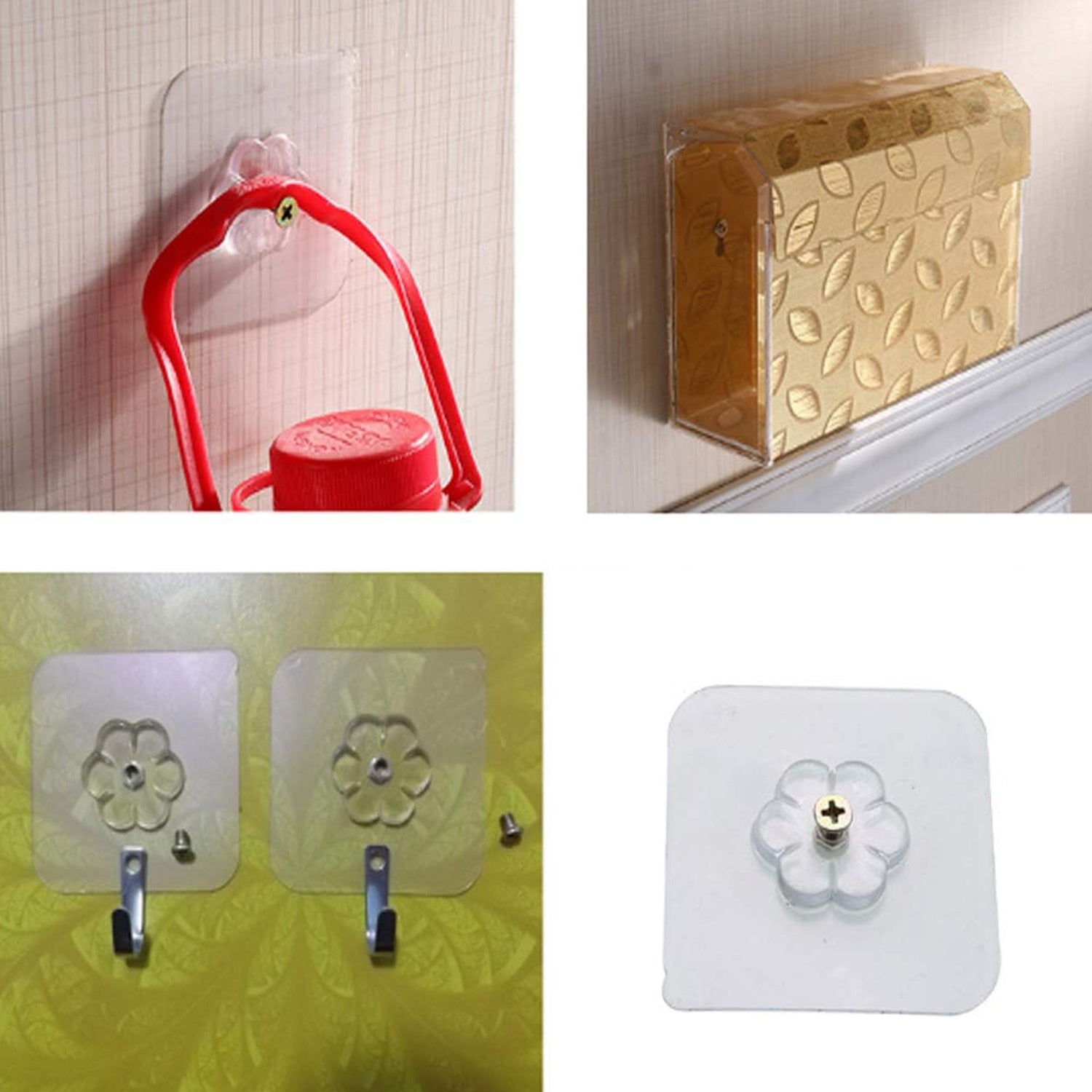 Self Adhesive Hooks Sticker  Screw Nut And Bolt Type (4 Pcs Set) Self Adhesive Hooks Sticker  Screw Nut And Bolt Type (4 Pcs Set)